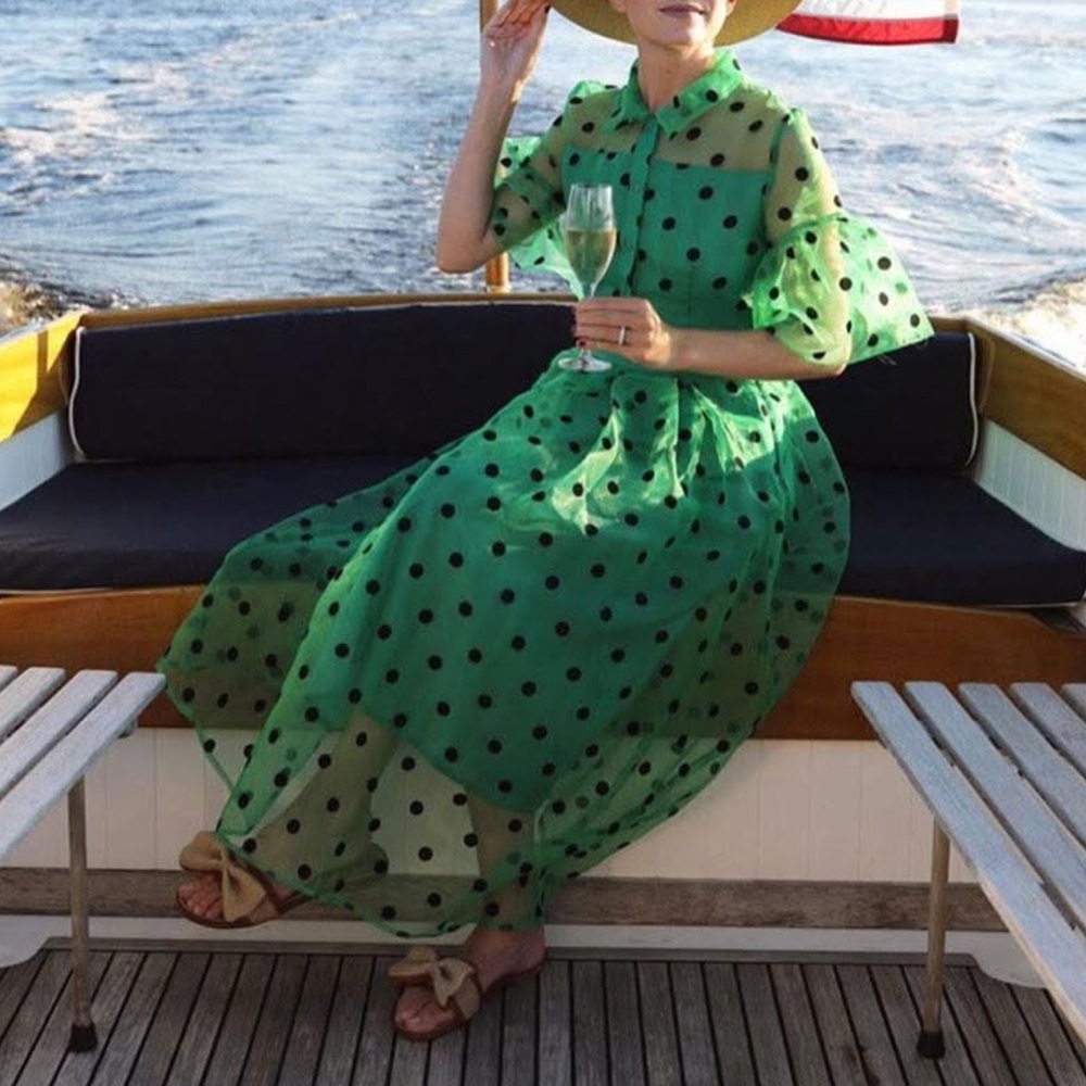 BURU Green Polka Dot Dress sz M